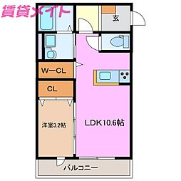 セレッソA 1LDKの間取図画像