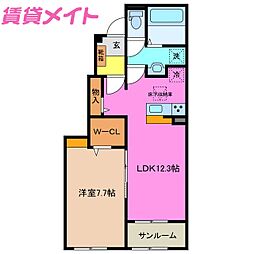 ヴェル ドミール B 1階/-