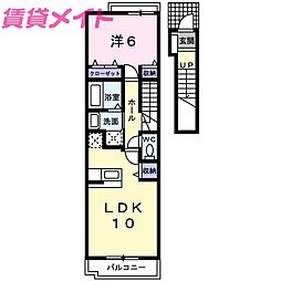 シーズメゾン2 1LDKの間取図画像