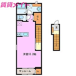 フラン ワンルームの間取図画像