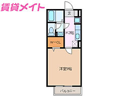 モナリエーレB 1Kの間取図画像