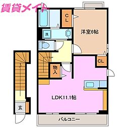 カーザ・ラッフィナート 1LDKの間取図画像