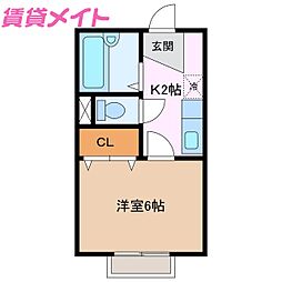 メゾン・アイリス 1Kの間取図画像