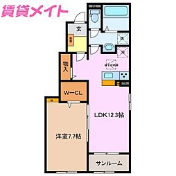 グレース B 1LDKの間取図画像