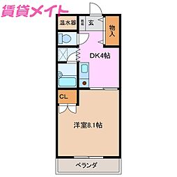 セピアコート2 1DKの間取図画像