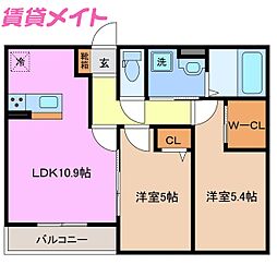 SUNLIFEIN桑名 2LDKの間取図画像