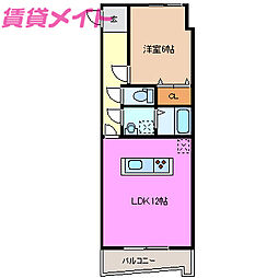 大安ヒルズ 1LDKの間取図画像