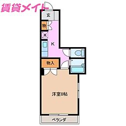 サザンクロス 1Kの間取図画像
