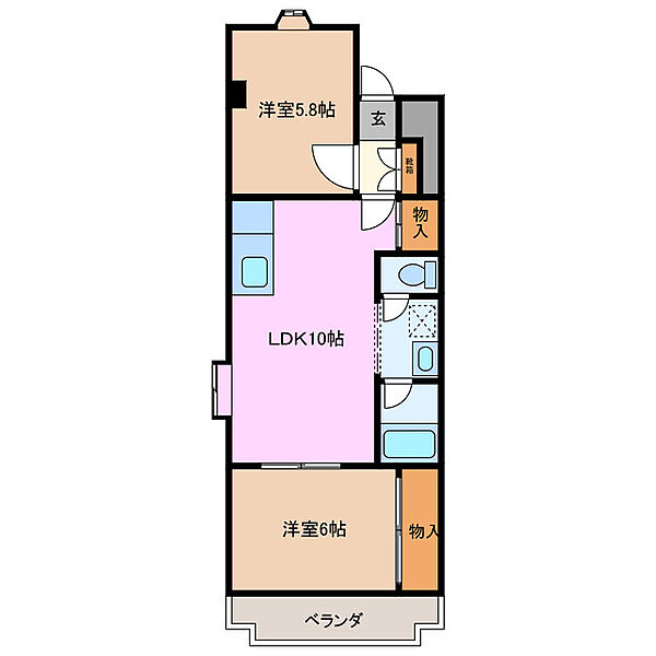 第二杉の木ハイツ 103｜三重県三重郡川越町大字豊田(賃貸マンション2LDK・1階・49.36㎡)の写真 その2