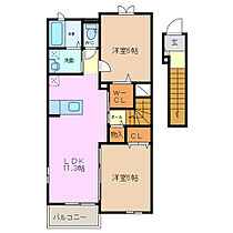 フェリーチェ　トレ　Ａ 205 ｜ 三重県桑名市長島町福吉（賃貸アパート2LDK・2階・58.21㎡） その2