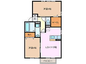 キャメロット 201 ｜ 三重県桑名市新西方５丁目（賃貸アパート2LDK・2階・59.59㎡） その2