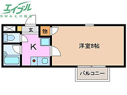 プロミネント川越富洲原 2階1Kの間取り
