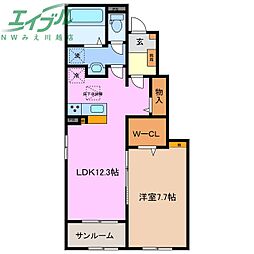 カーサ　ソラーナ 1階1LDKの間取り