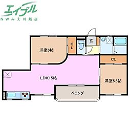 Ｔ・Ｍグローブ 3階2LDKの間取り