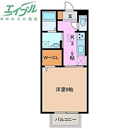 ムーンライト 1階1Kの間取り