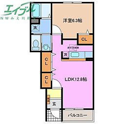 フィリアA 1LDKの間取図画像