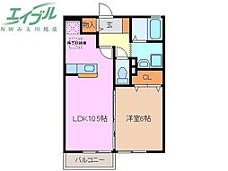 カモミール 1階1LDKの間取り