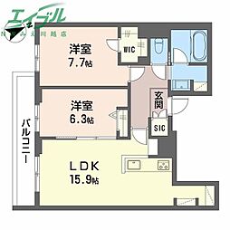 シャーメゾンウィンクス 2階2LDKの間取り