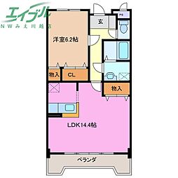 エトワール・プレーヌ 1階1LDKの間取り