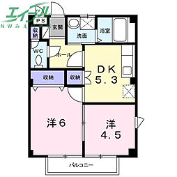 ファミール下之宮1 2Kの間取図画像