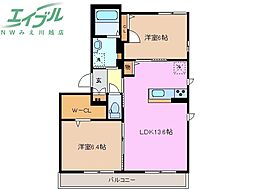 カーサブラーノ 2LDKの間取図画像