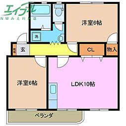 セレーノA 2LDKの間取図画像