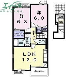 カーザ・エスペランサA 2LDKの間取図画像