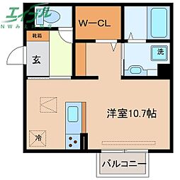 ディーシャンブル別名B ワンルームの間取図画像