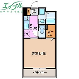レジデンツナチュア 1Kの間取図画像