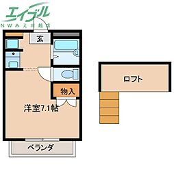 レオパレスレエーベンハイム3 ワンルームの間取図画像