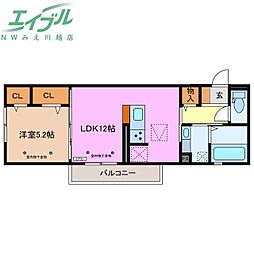 ボヌール江場 1LDKの間取図画像