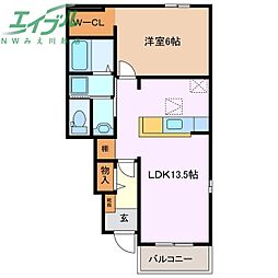 コージーコート京 1LDKの間取図画像
