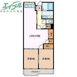 第三富士コーポ 2LDKの間取図画像