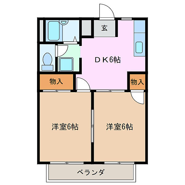 ボナールハウスB棟 201｜三重県四日市市中川原２丁目(賃貸アパート2DK・2階・39.60㎡)の写真 その2