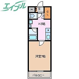 Ｔ’ｓ　Ｓｑｕａｒｅ 1階1Kの間取り