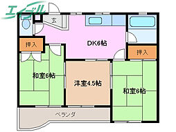 メゾン吉川 3階3DKの間取り