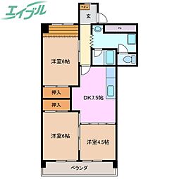 第一加藤ビル 4階3DKの間取り