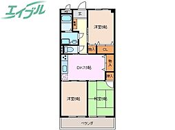 ＬＡ　ＶＩＥ　ＥＮ　ＡＩ 3階3DKの間取り