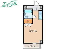 ウエストボックス 3階ワンルームの間取り