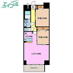 S-FORT四日市arcam 4階2LDKの間取り