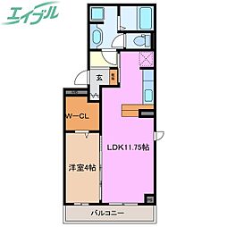 マイルストーン 1階1LDKの間取り