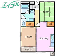 アールズコート 3階2LDKの間取り