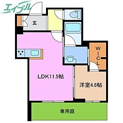 シャーメゾンサクラスクエア本郷 1階1LDKの間取り