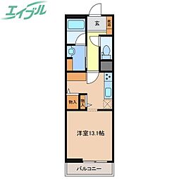シャーメゾン桜ステージ 2階ワンルームの間取り
