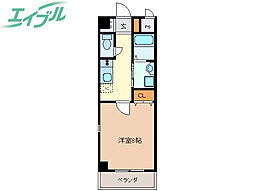 ｗｉｌｌＤｏ四日市鵜の森 6階1Kの間取り