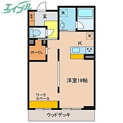 シャーメゾン　ル　シエル 1階ワンルームの間取り