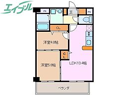 ｗｉｌｌＤｏ四日市鵜の森 4階2LDKの間取り
