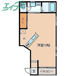 ジュンハイム ワンルームの間取図画像