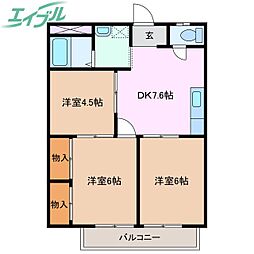 シティハイツ日野陵 3DKの間取図画像