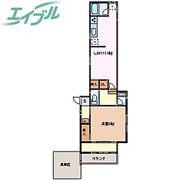 笹川3丁目戸建 2階1LDKの間取り
